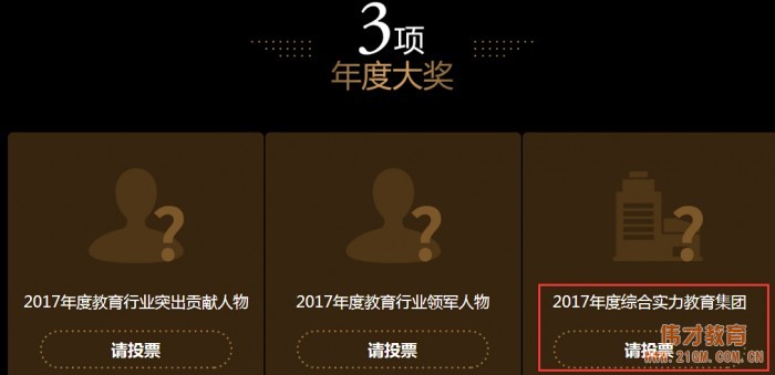 偉才教育角逐金翼獎“2017年度綜合實力教育集團”評選，敬請支持！